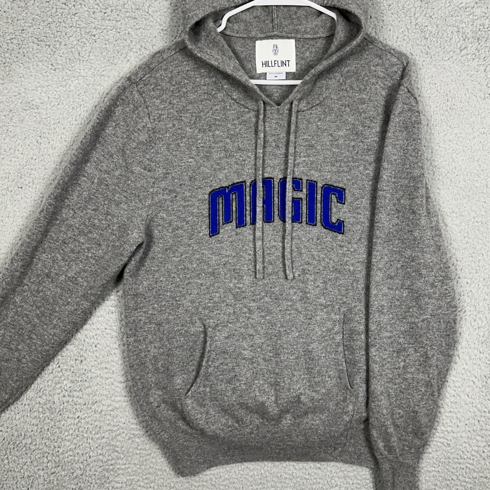 Orlando Magic Mens Medium Sweater Hoodie Gray Cashmere‎ Drawstring Hillflint EUC